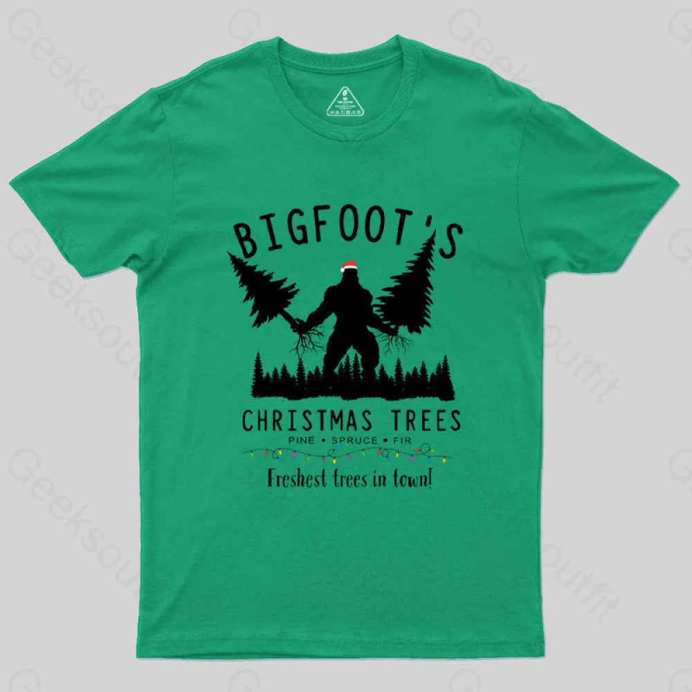Bigfoot’s Christmas Trees T-Shirt Green / S
