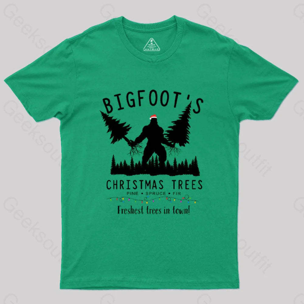 Bigfoot’s Christmas Trees T-Shirt Green / S
