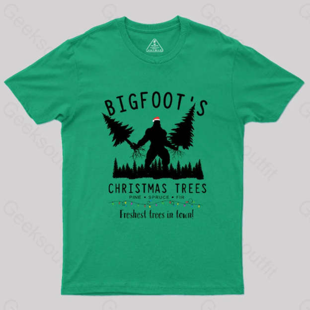 Bigfoot’s Christmas Trees T-Shirt Green / S