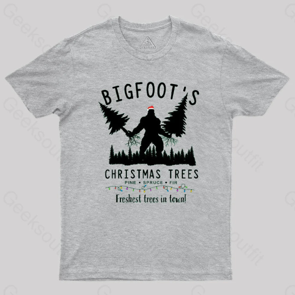 Bigfoot’s Christmas Trees T-Shirt Grey / S