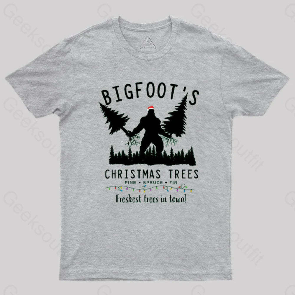 Bigfoot’s Christmas Trees T-Shirt Grey / S
