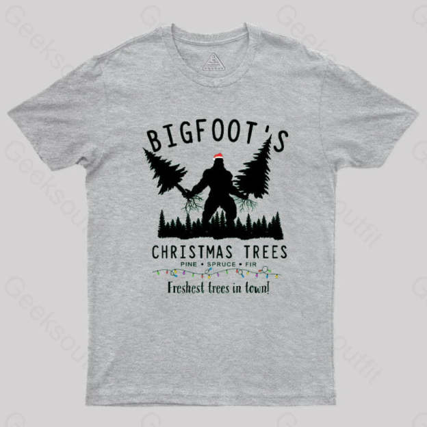 Bigfoot’s Christmas Trees T-Shirt Grey / S