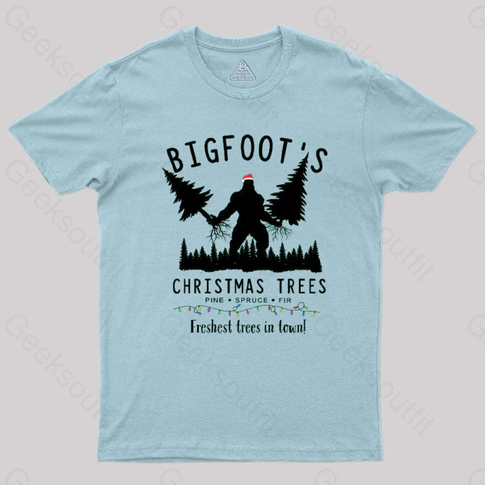 Bigfoot’s Christmas Trees T-Shirt Light Blue / S