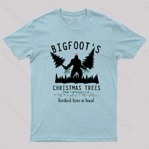 Bigfoot’s Christmas Trees T-Shirt Light Blue / S