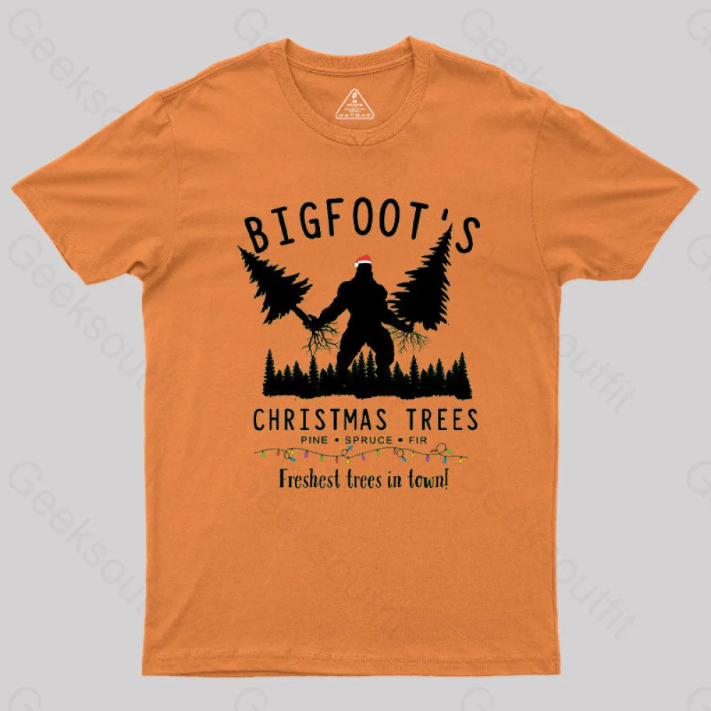 Bigfoot’s Christmas Trees T-Shirt Orange / S