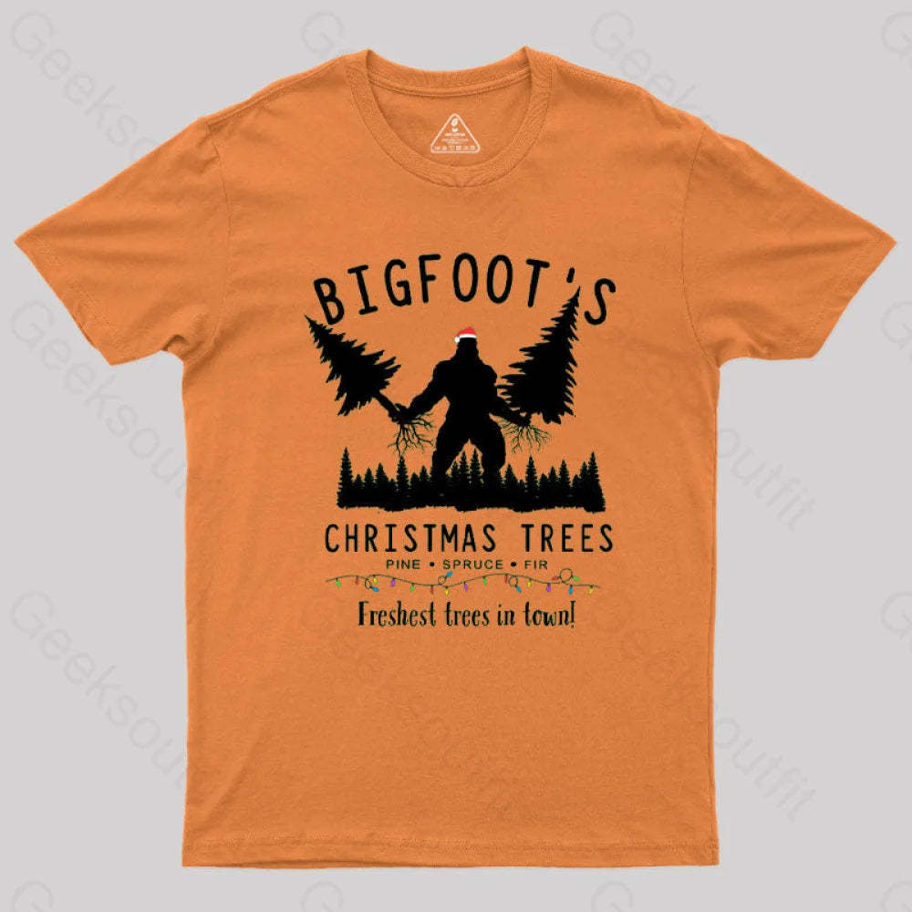 Bigfoot’s Christmas Trees T-Shirt Orange / S
