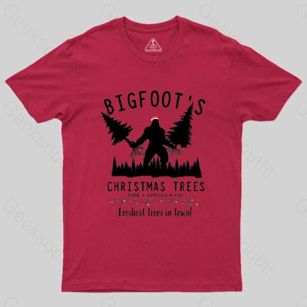 Bigfoot’s Christmas Trees T-Shirt Red / S