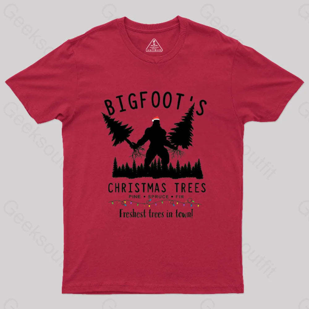 Bigfoot’s Christmas Trees T-Shirt Red / S