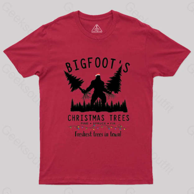 Bigfoot’s Christmas Trees T-Shirt Red / S