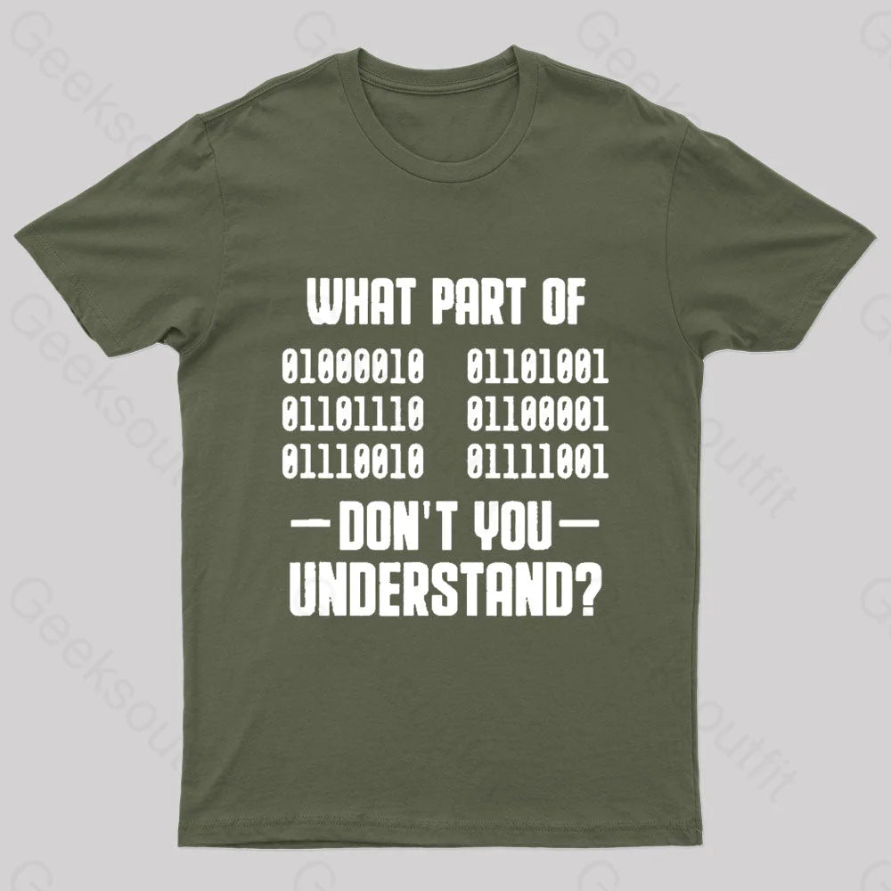 Binaer Code Computer Science Geek T-Shirt Army Green / S