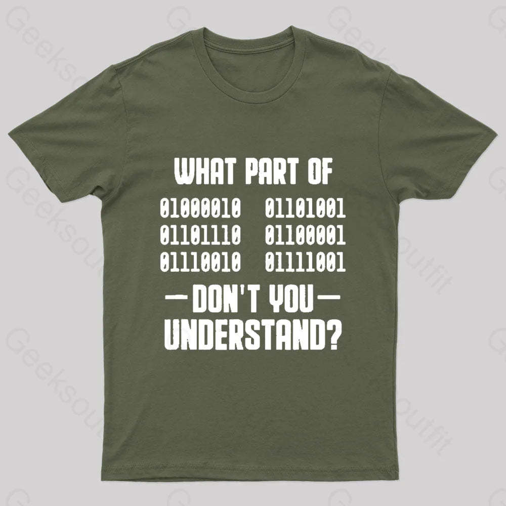 Binaer Code Computer Science Geek T-Shirt Army Green / S