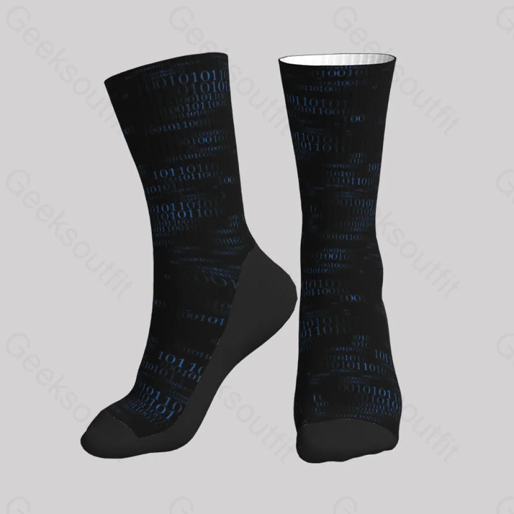 Binary Computer 1S And 0S Black Men’s Socks
