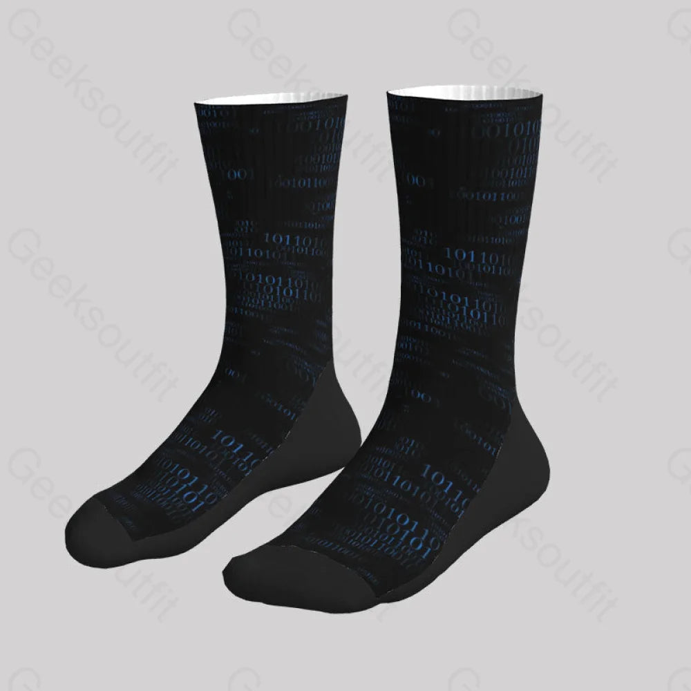 Binary Computer 1S And 0S Black Men’s Socks Sks020