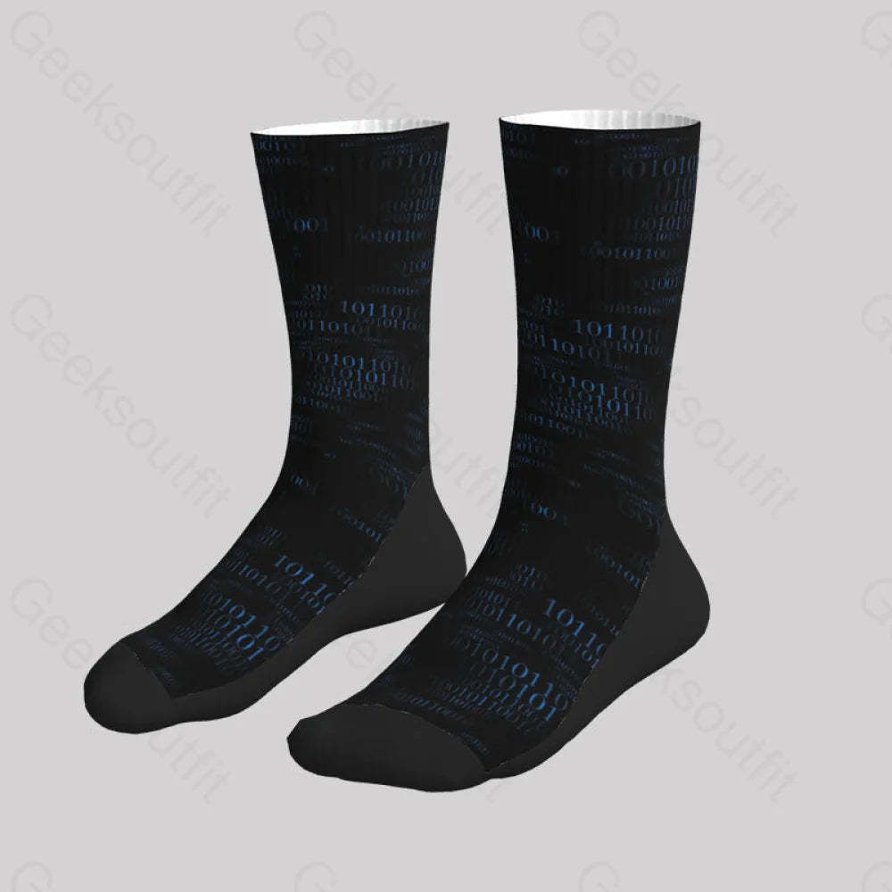 Binary Computer 1S And 0S Black Men’s Socks Sks020