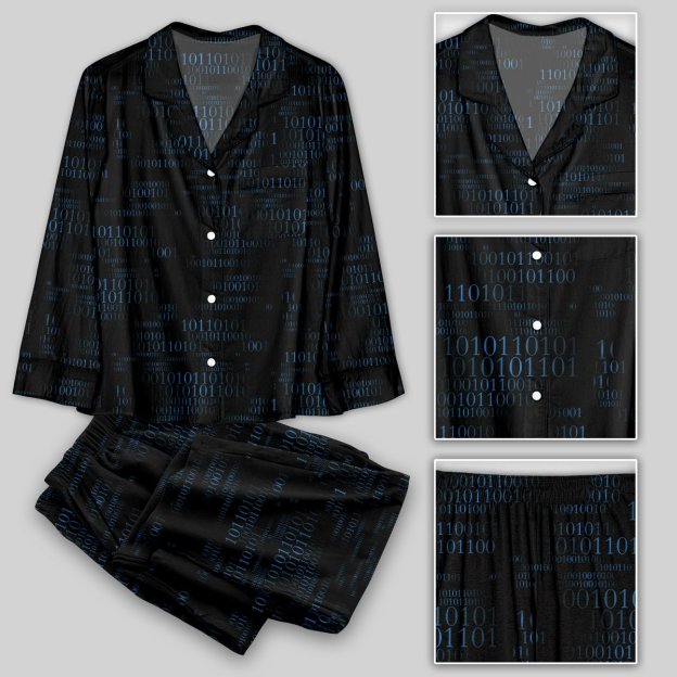 Binary Computer 1s and 0s Black Pajamas Set - Geeksoutfit
