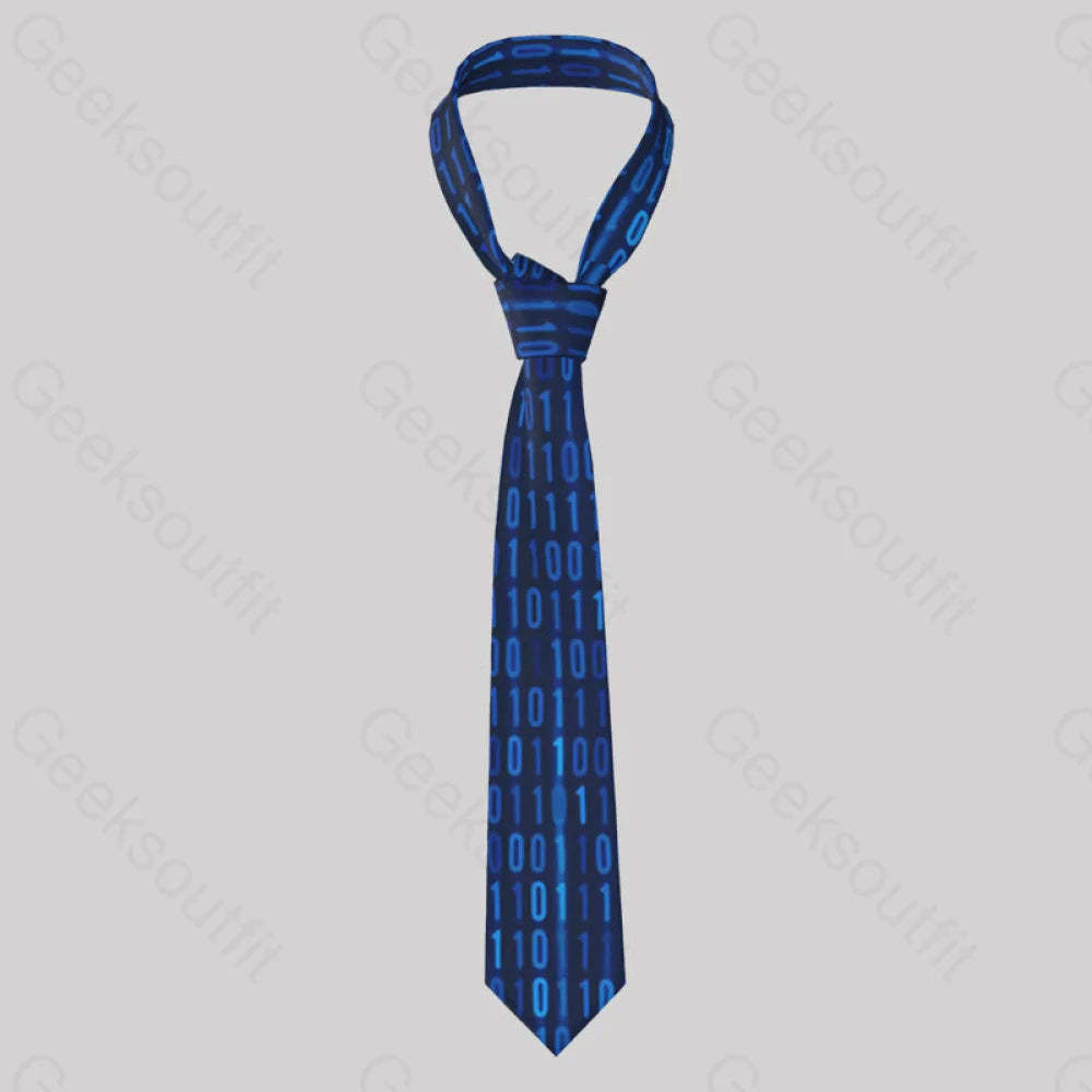 Binary Computer 1S And 0S Blue Geek Neckties