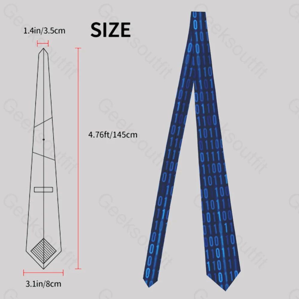 Binary Computer 1S And 0S Blue Geek Neckties
