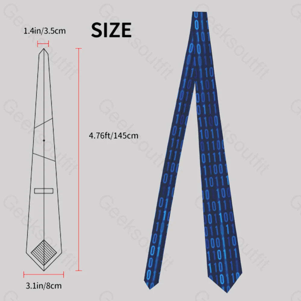 Binary Computer 1S And 0S Blue Geek Neckties