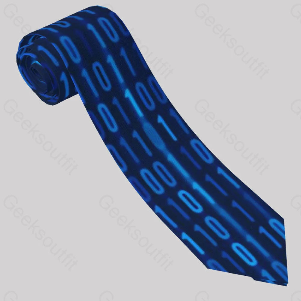 Binary Computer 1S And 0S Blue Geek Neckties