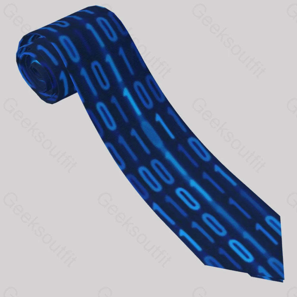 Binary Computer 1S And 0S Blue Geek Neckties