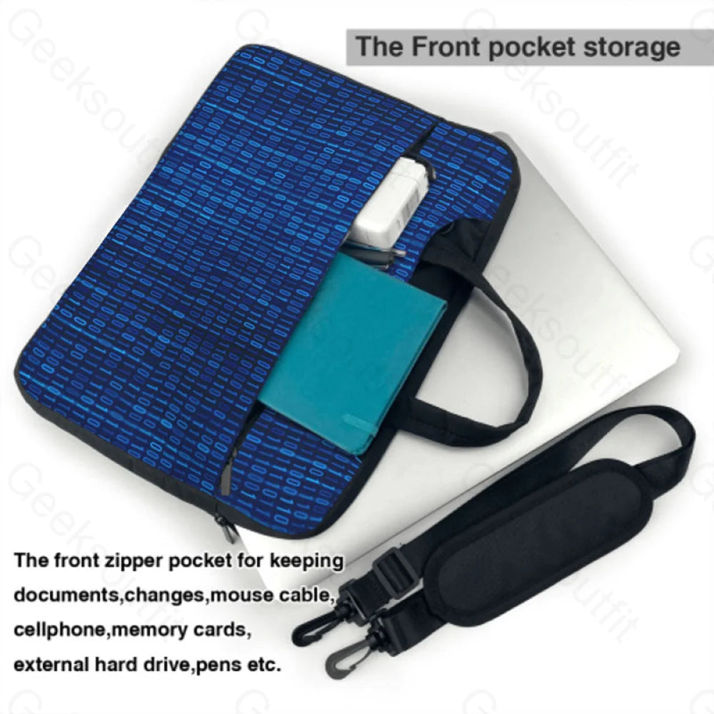 Binary Computer 1S And 0S Blue Laptop Bag