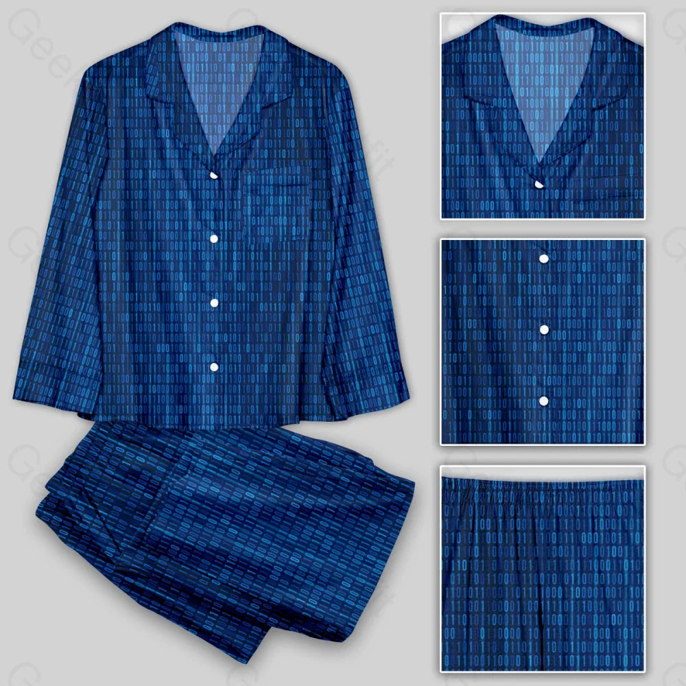 Binary Computer 1s and 0s Blue Pajamas Set - Geeksoutfit