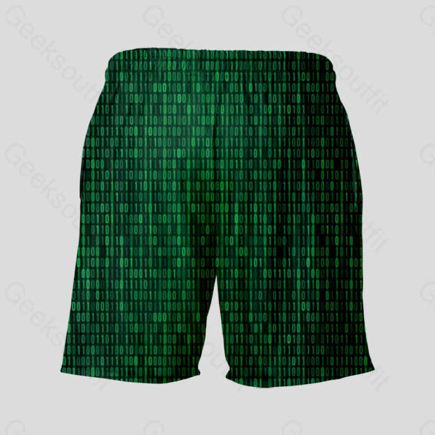 Binary Computer 1S And 0S Green Geeky Drawstring Shorts