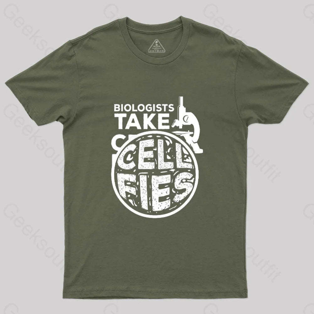 Biologists Take Cell Fies T-Shirt Army Green / S