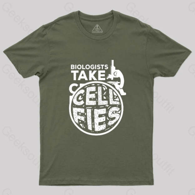 Biologists Take Cell Fies T-Shirt Army Green / S