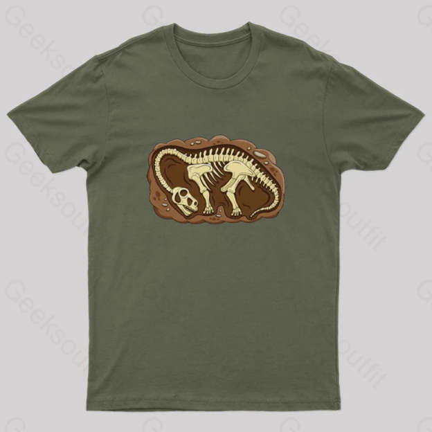 Biology Dinosaur Fossils Geek T-Shirt Army Green / S