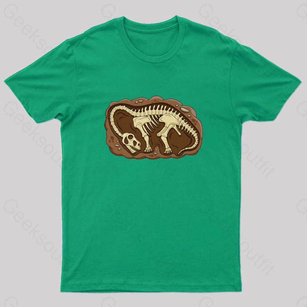 Biology Dinosaur Fossils Geek T-Shirt Green / S