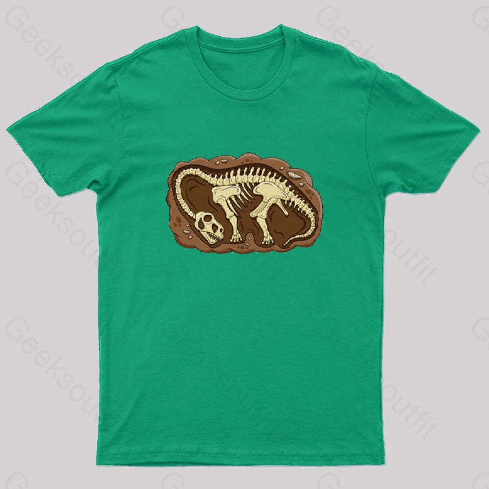 Biology Dinosaur Fossils Geek T-Shirt Green / S