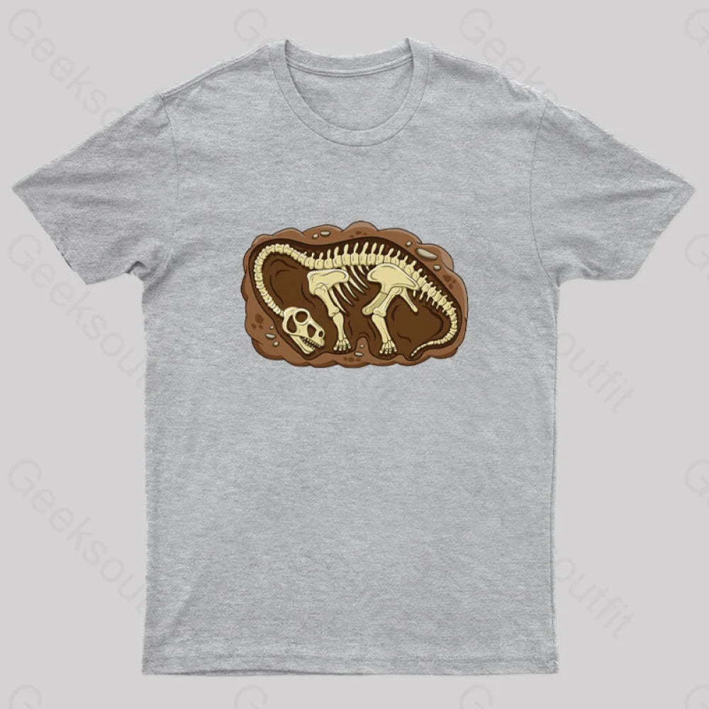 Biology Dinosaur Fossils Geek T-Shirt Grey / S