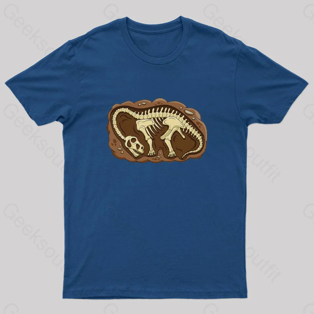 Biology Dinosaur Fossils Geek T-Shirt Navy / S