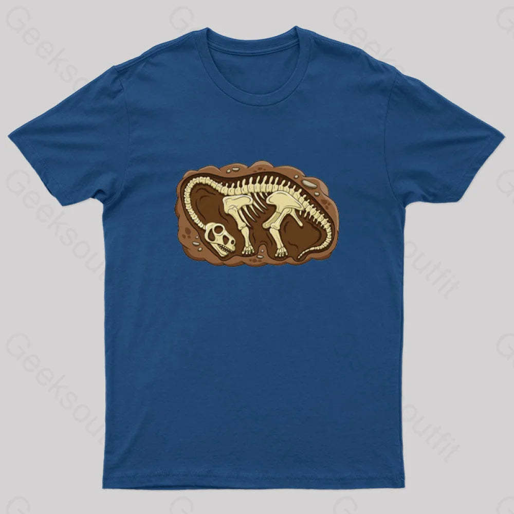 Biology Dinosaur Fossils Geek T-Shirt Navy / S
