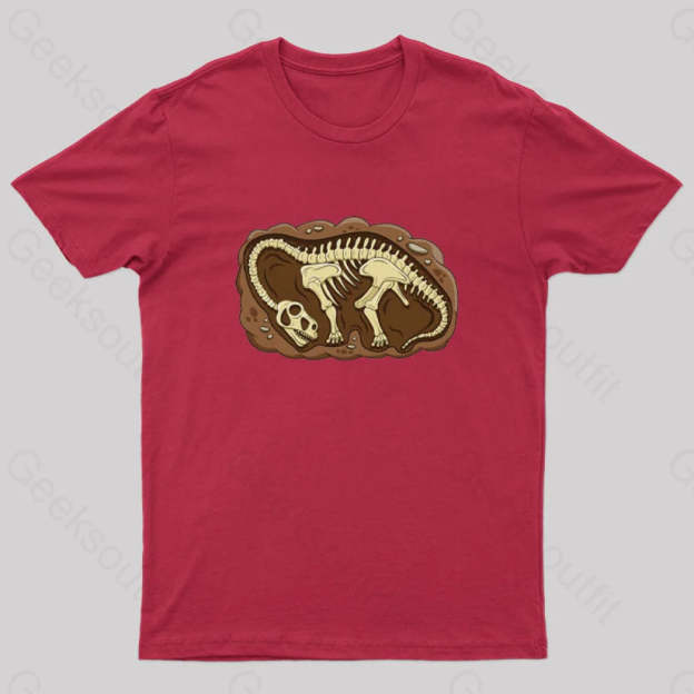 Biology Dinosaur Fossils Geek T-Shirt Red / S