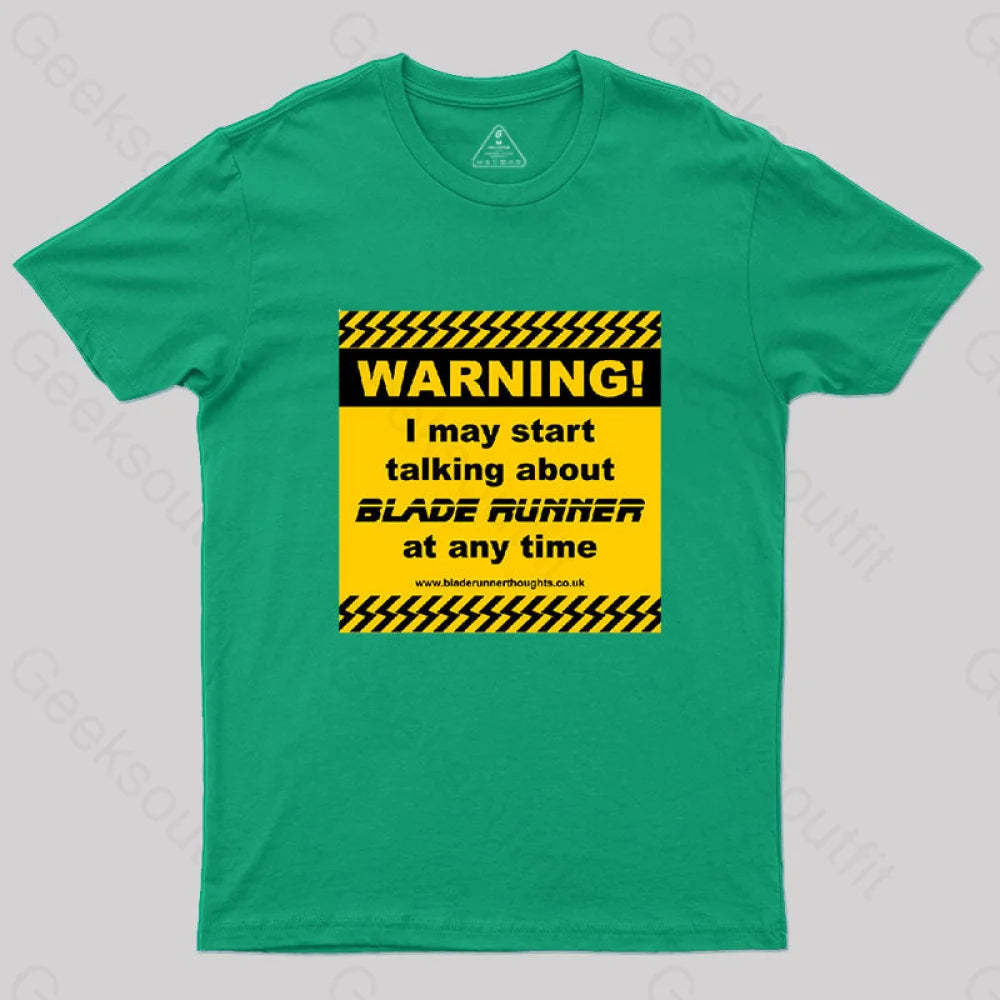 Blade Runner Warning 01 T-Shirt Green / S