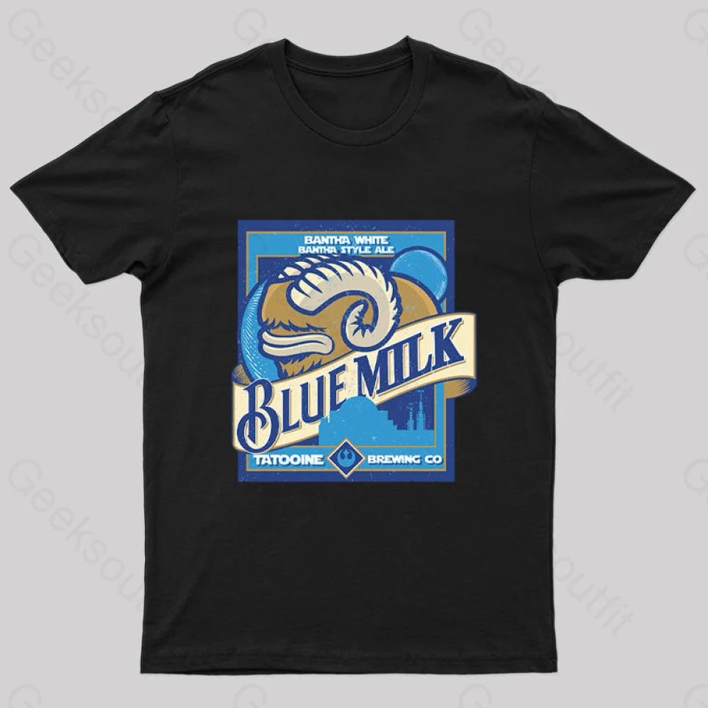 Blue Milk Geek T-Shirt Black / S