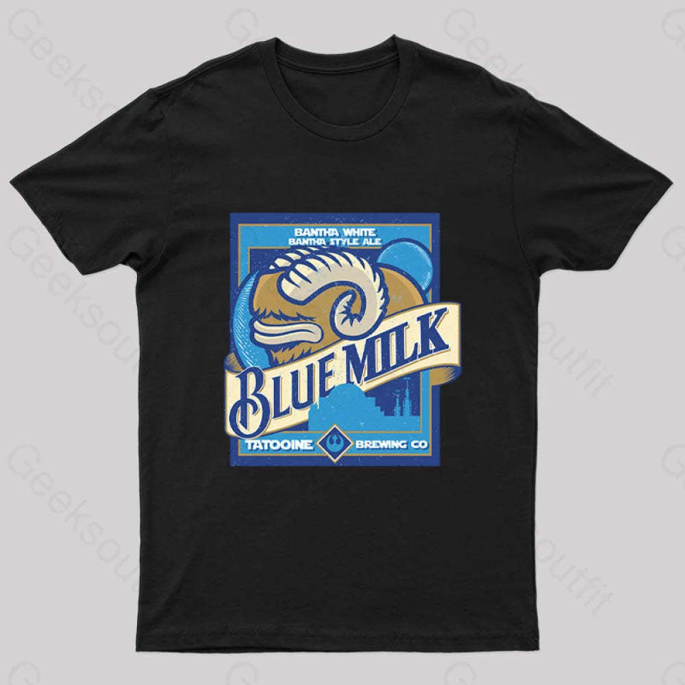 Blue Milk Geek T-Shirt Black / S