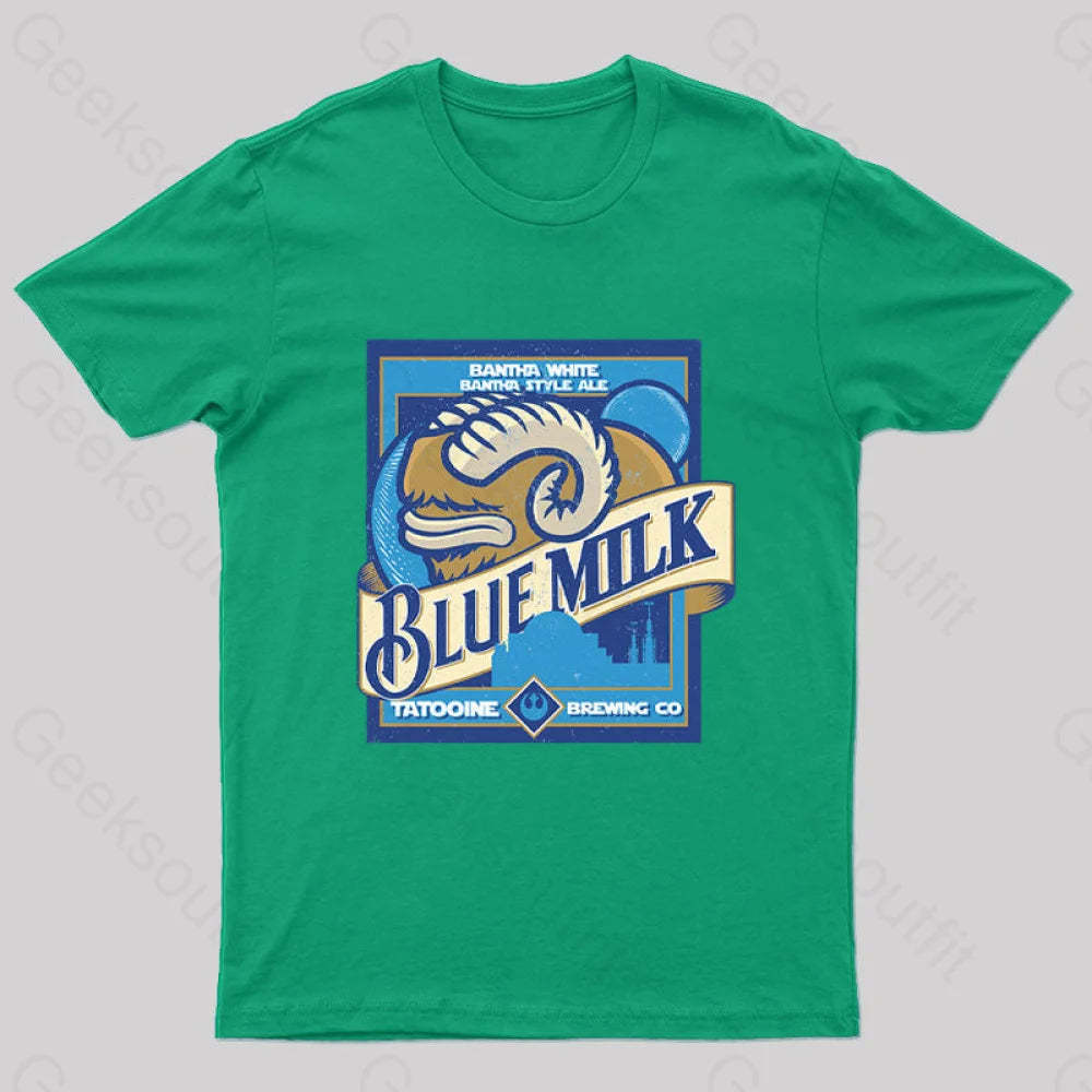 Blue Milk Geek T-Shirt Green / S