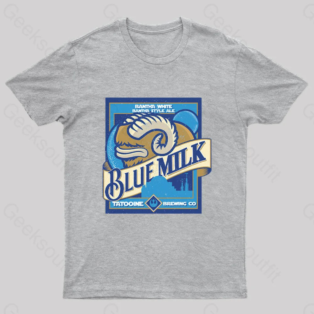 Blue Milk Geek T-Shirt Grey / S
