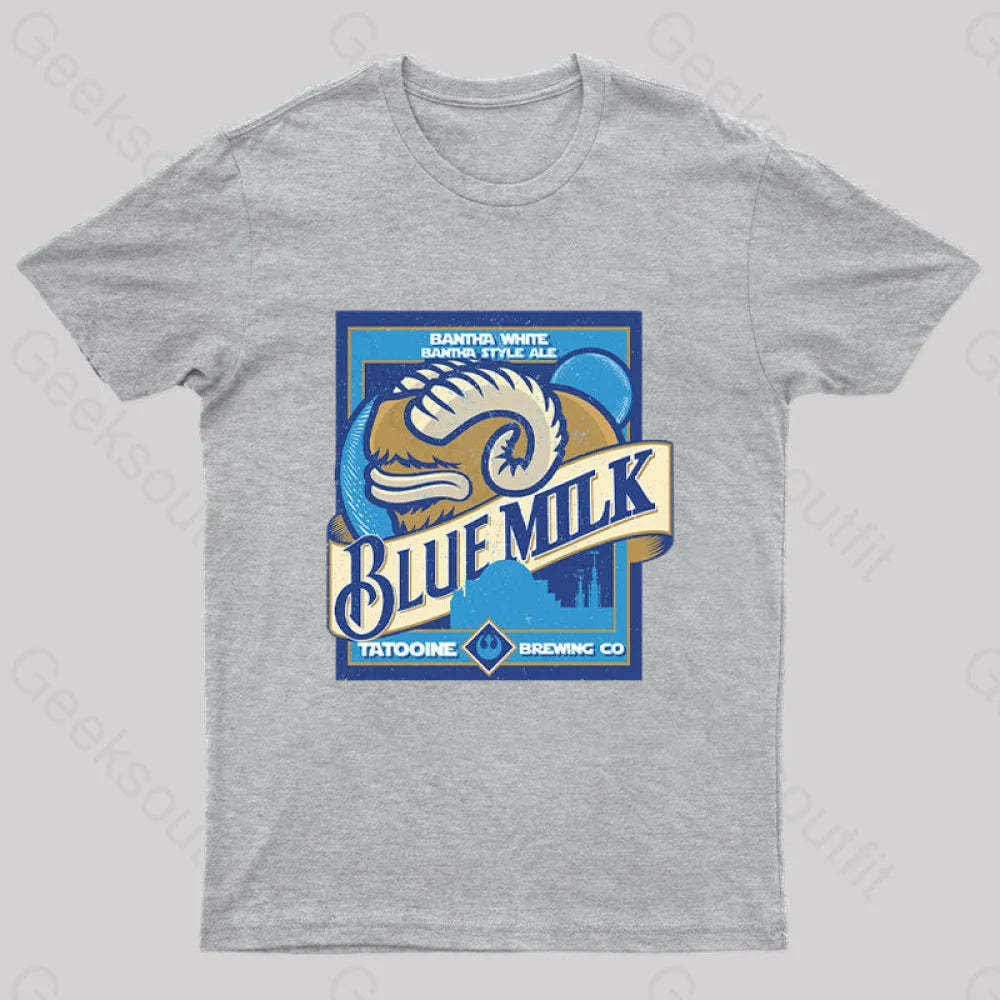 Blue Milk Geek T-Shirt Grey / S
