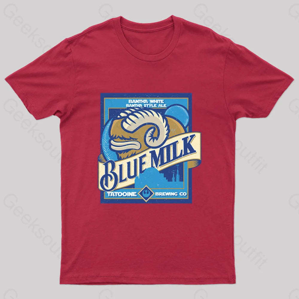 Blue Milk Geek T-Shirt Red / S