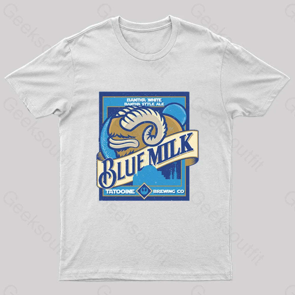 Blue Milk Geek T-Shirt White / S