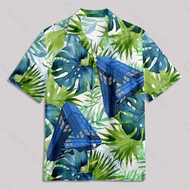 Blue Phone Booth Mc Escher Button Up Pocket Shirt Hawaiian / S Bus615 Yc