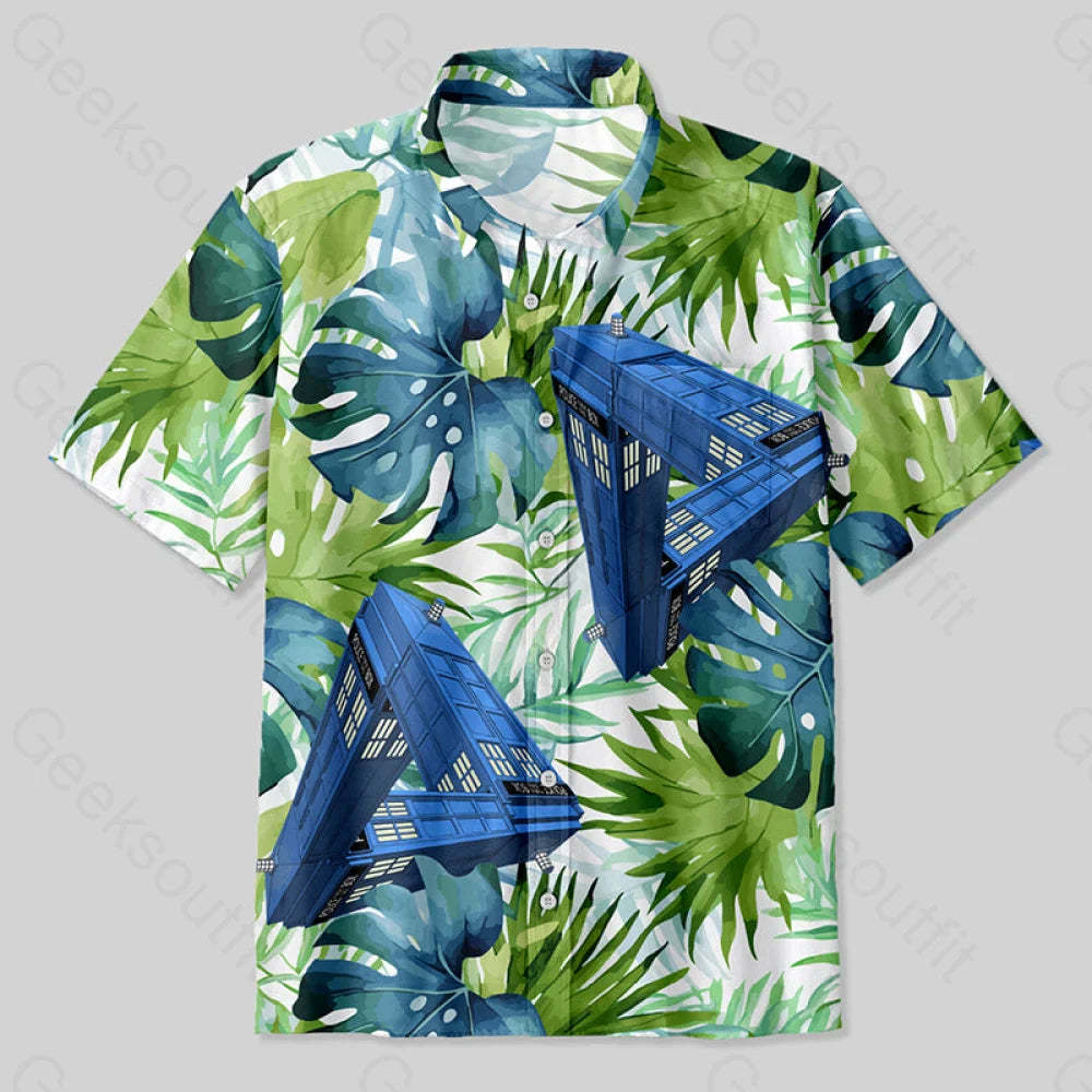Blue Phone Booth Mc Escher Button Up Pocket Shirt Up / S Bus615 Yc