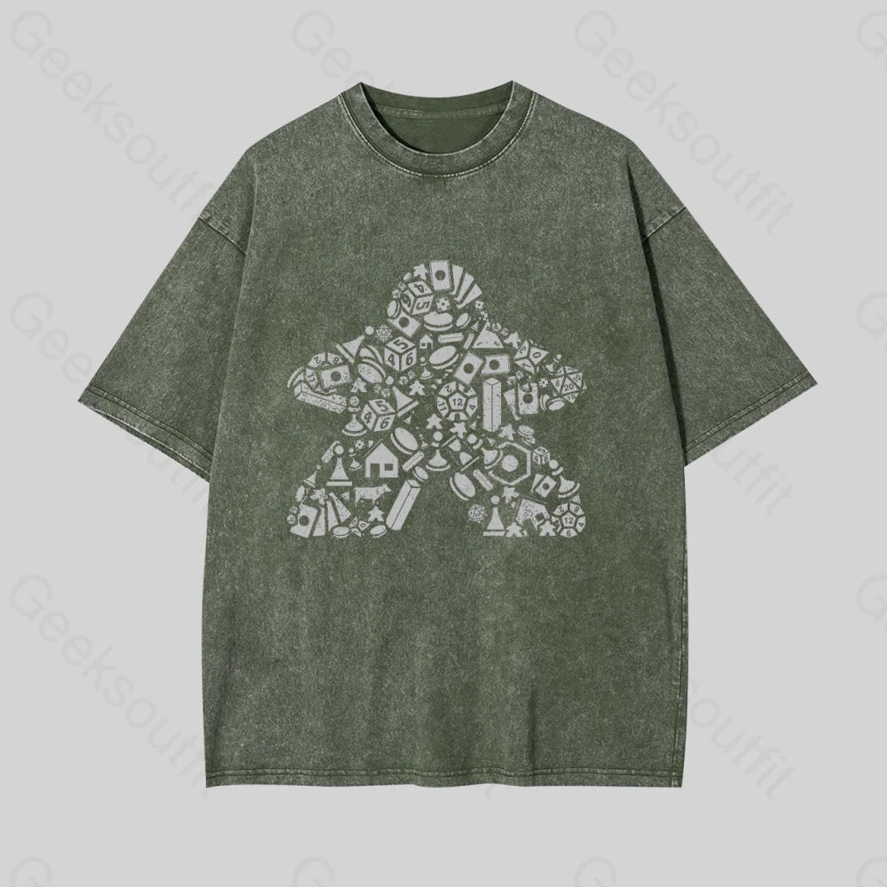 Board Gamer Geek Washed T-Shirt Armygreen / S
