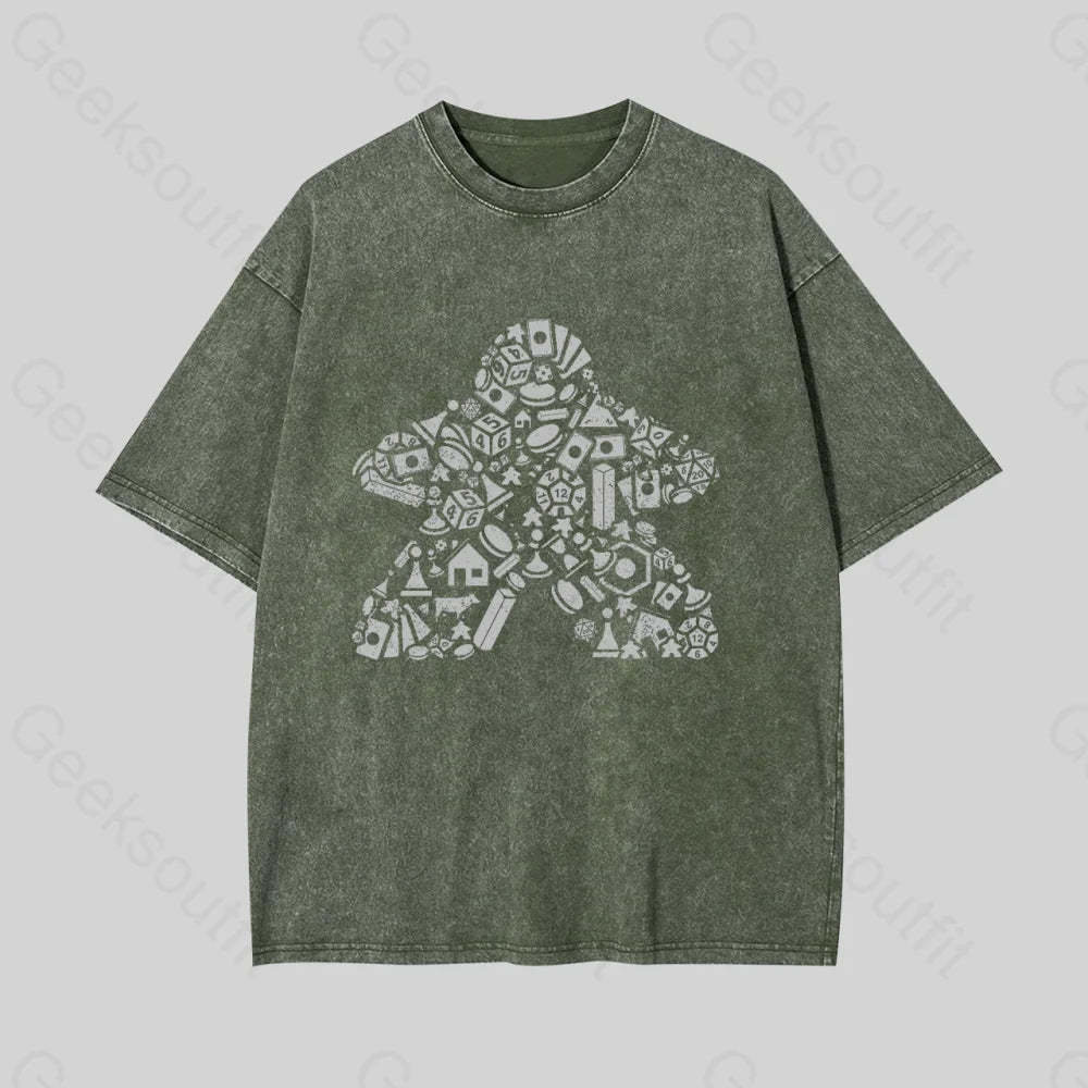 Board Gamer Geek Washed T-Shirt Armygreen / S