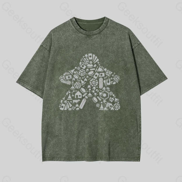 Board Gamer Geek Washed T-Shirt Armygreen / S