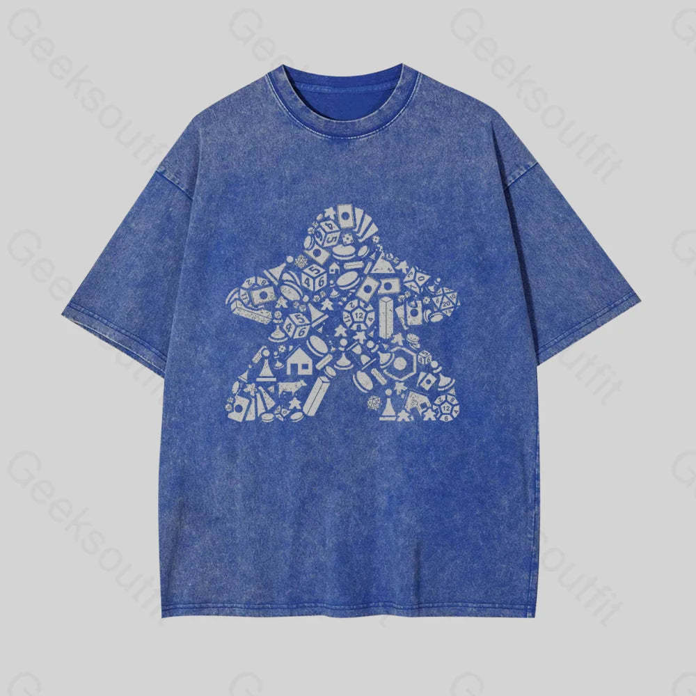 Board Gamer Geek Washed T-Shirt Blue / S